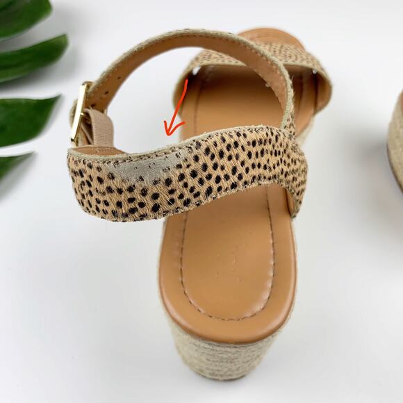 J Crew Platform Espadrille Sandals Leopard Print Calf Hair Women's 8.5 - Picture 12 of 15